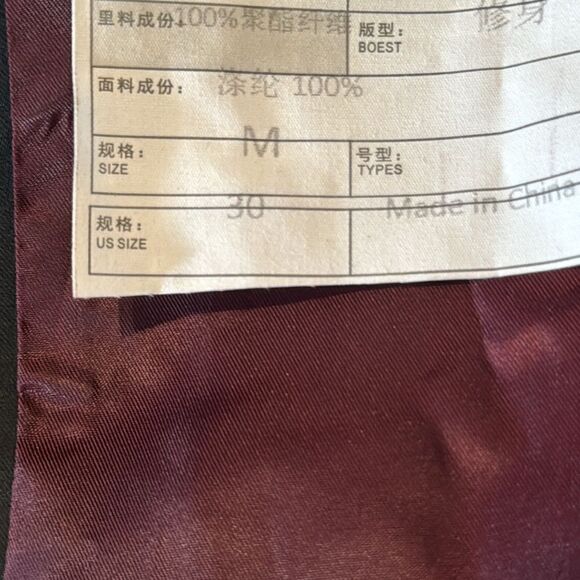 Men’s Boys Burgundy Paisley Slim Fit 3 Piece Tuxedo Size 30 Jacket 29 Pants NWT - Picture 8 of 15